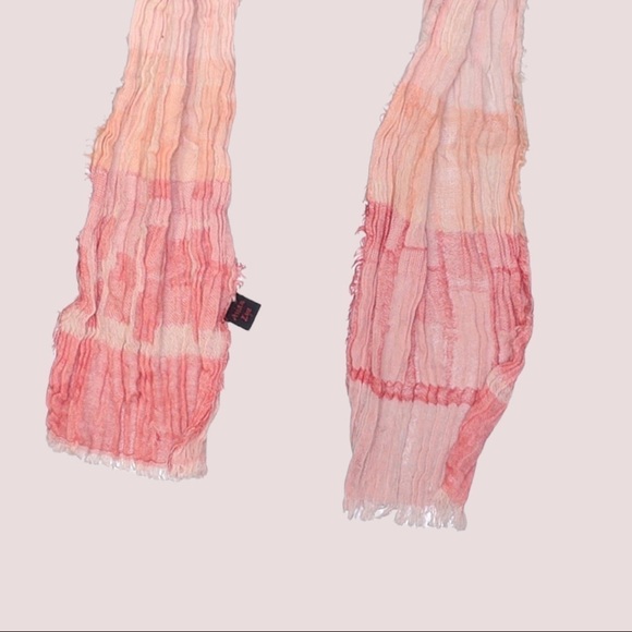 Asian Eye Crinkled Cotton Fringe Skinny Scarf Multicolor Pastel 7”x70” - Picture 3 of 6